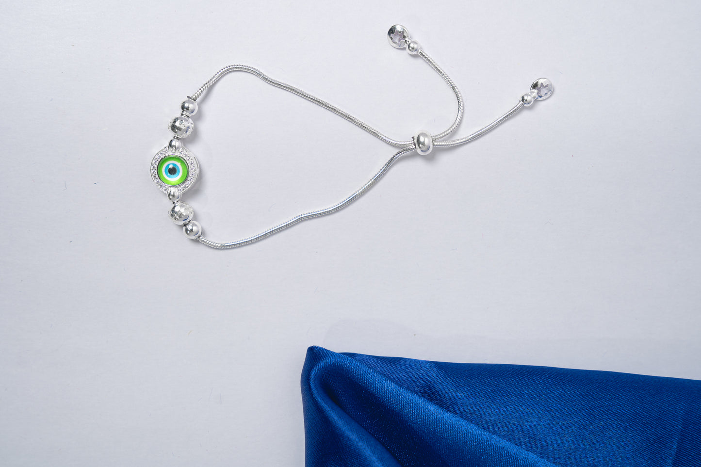 Silver Evil eye adjustable Bracelet 925
