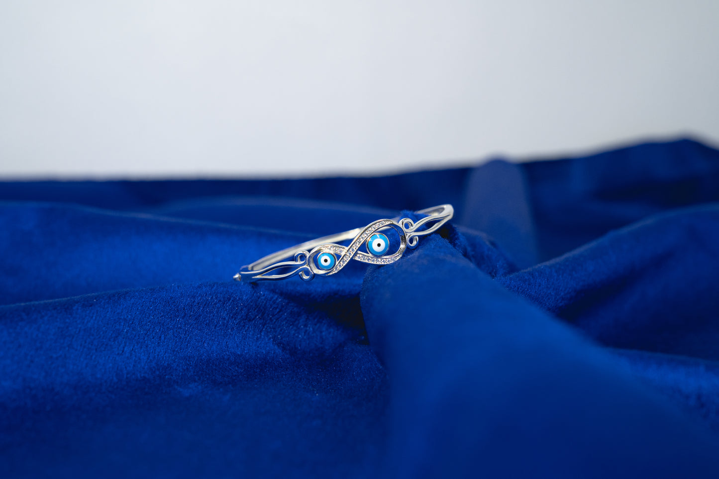 Infinity Evil Eye Bangle 925 with Rhodium Polish