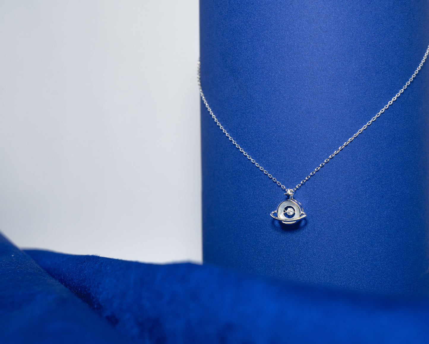 Silver Necklace 925 with Saturn Rings