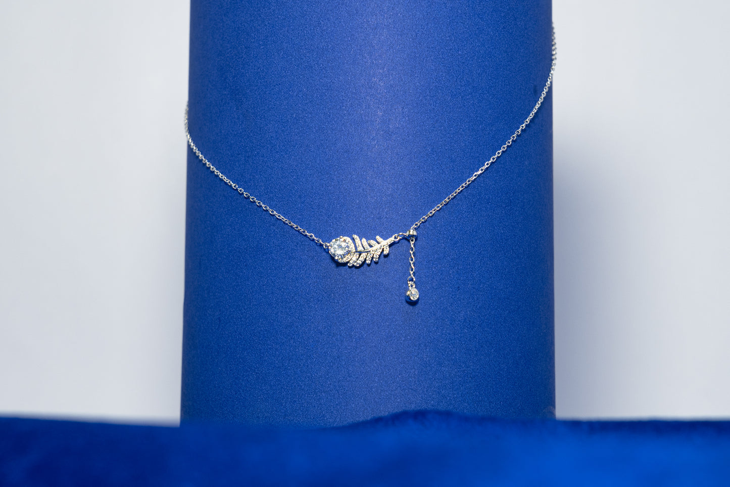 Silver Necklace 925 Feather Shaped Pendant