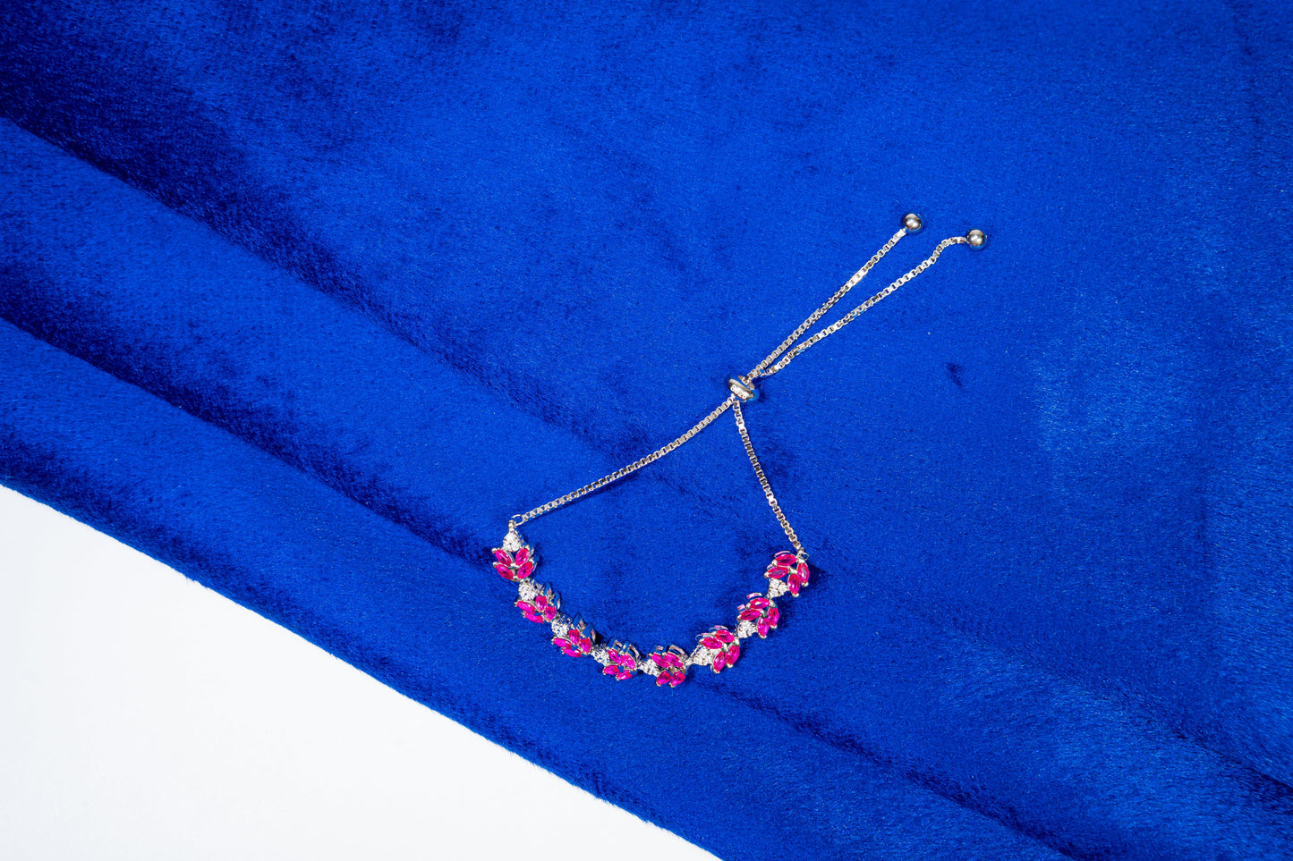 Silver Fancy Bracelet Red Stones 925