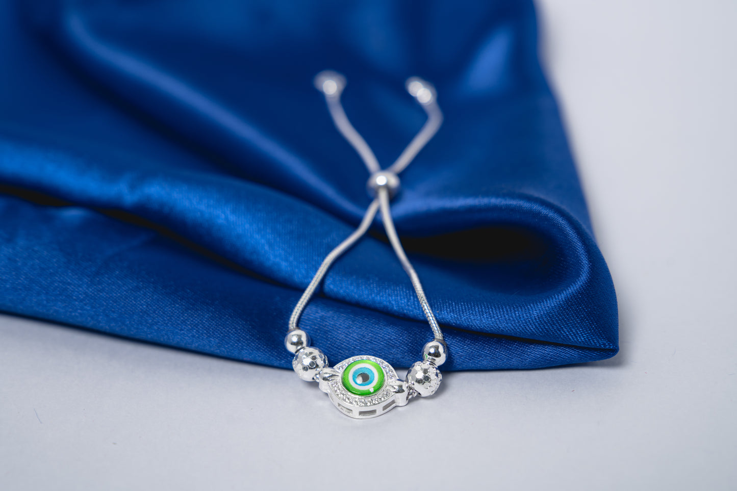 Silver Evil eye adjustable Bracelet 925