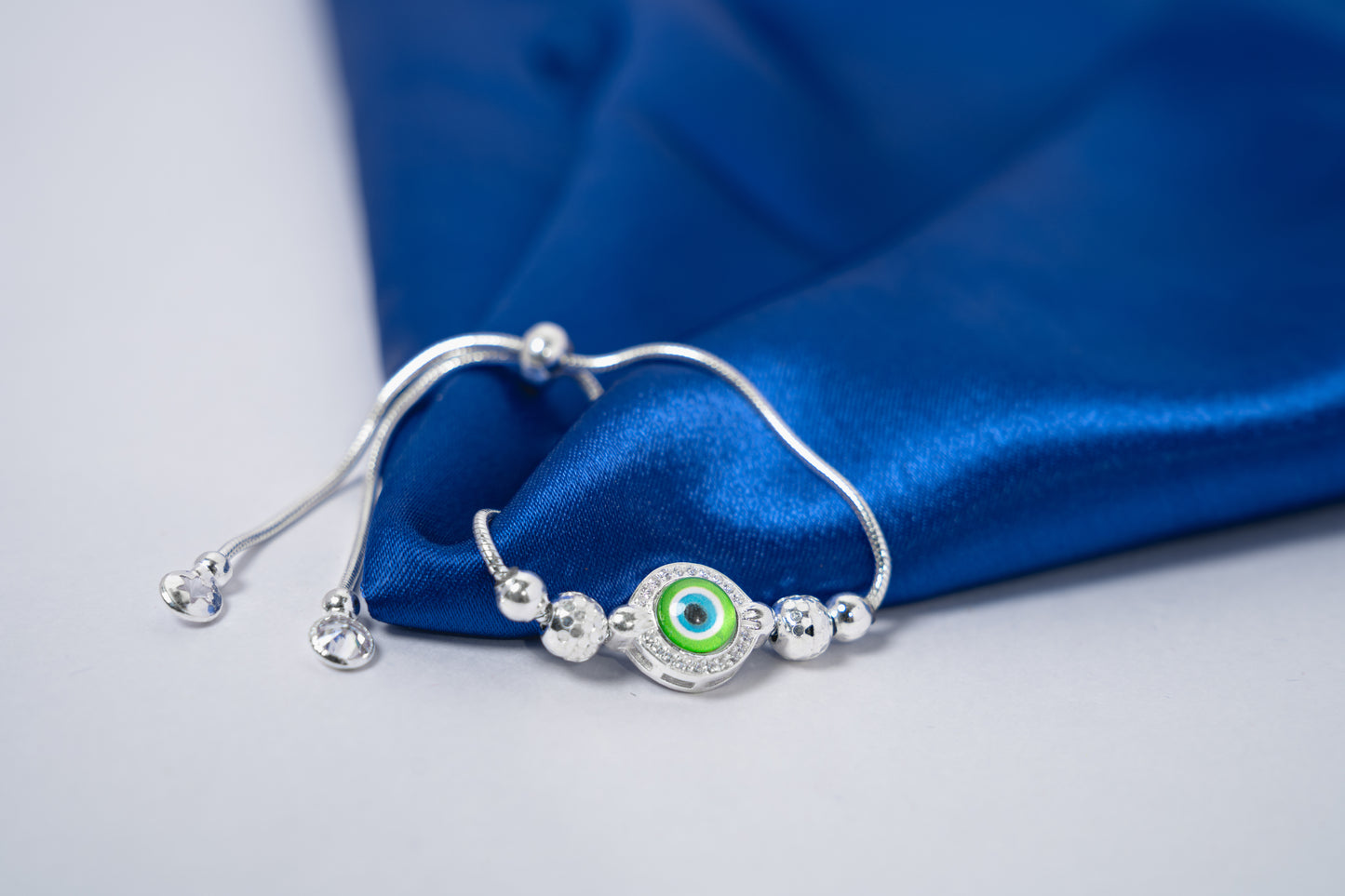 Silver Evil eye adjustable Bracelet 925