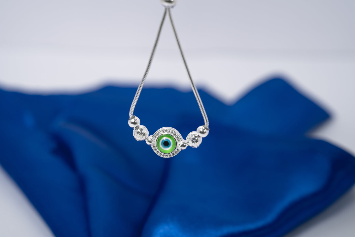 Silver Evil eye adjustable Bracelet 925
