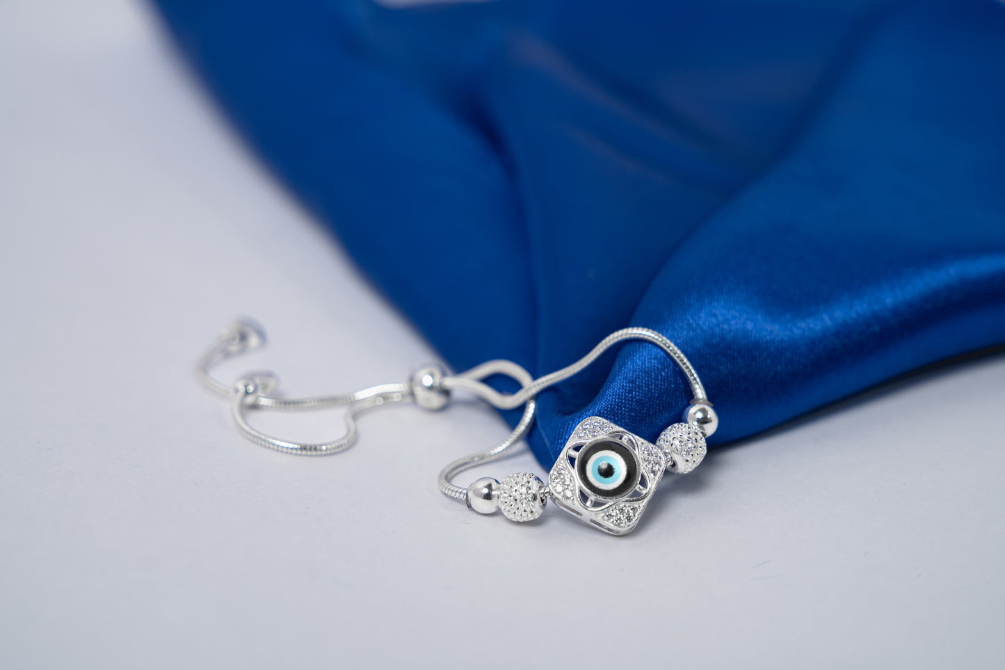 Silver Evil eye adjustable Bracelet 925
