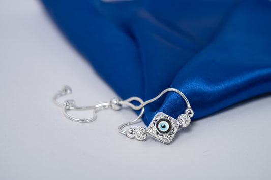 Silver Evil eye adjustable Bracelet 925