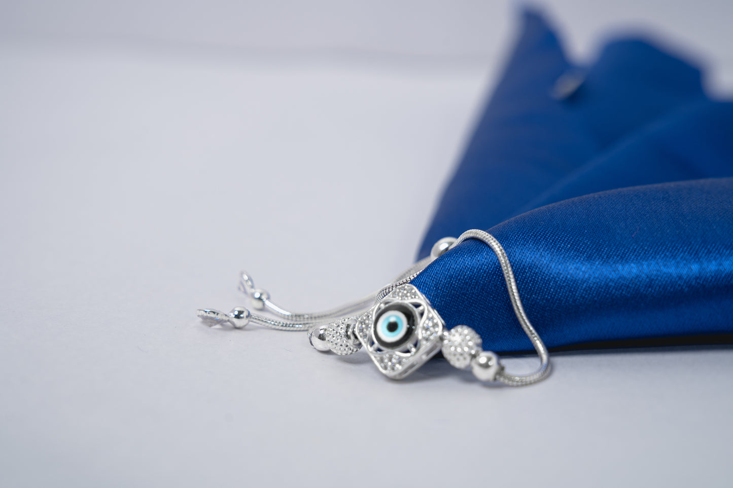 Silver Evil eye adjustable Bracelet 925