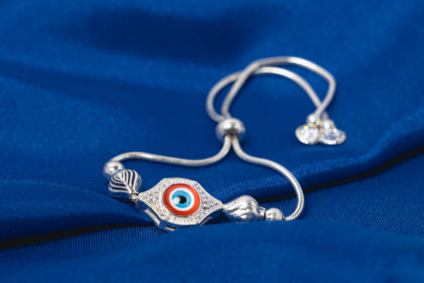 Silver Evil eye adjustable Bracelet 925