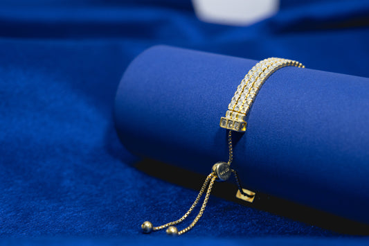 Tennis Bracelet Gold Plated Triple-Lined