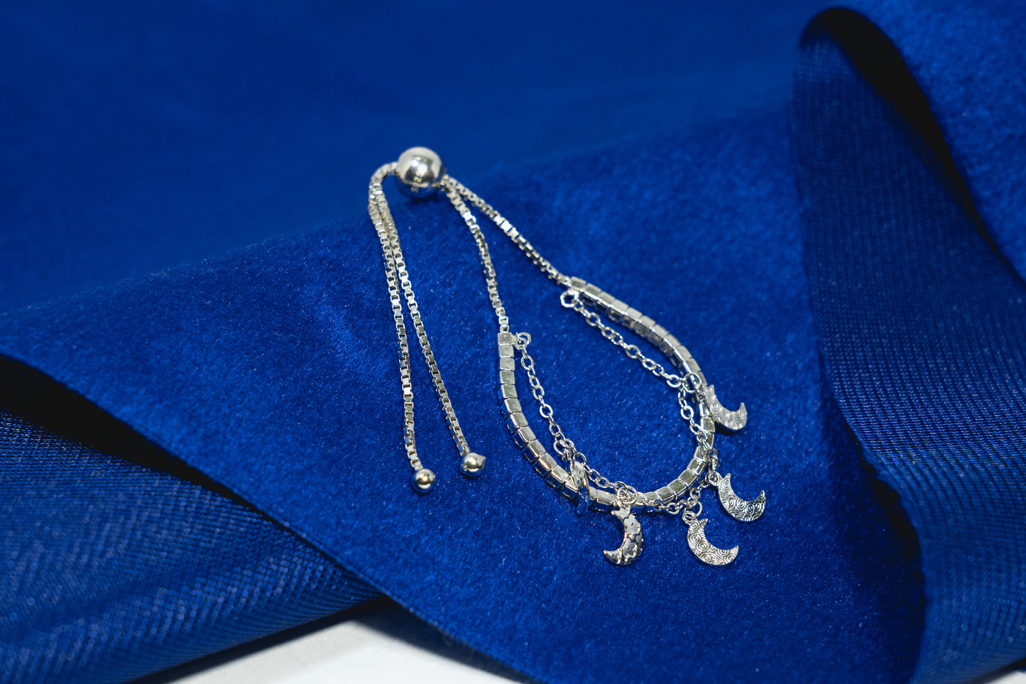 Tennis Bracelet Single-Lined Adorned with Moons