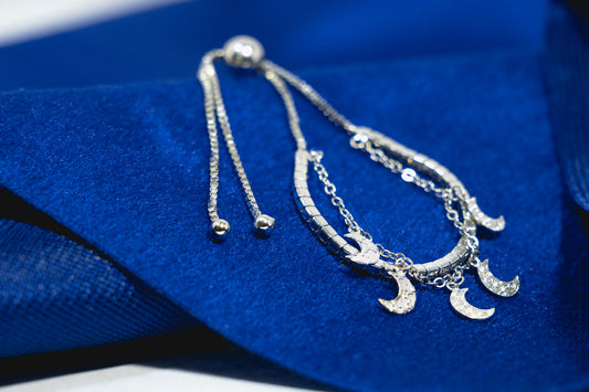 Tennis Bracelet Single-Lined Adorned with Moons