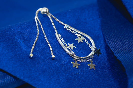 Tennis Bracelet Single-Lined with Stars Attached