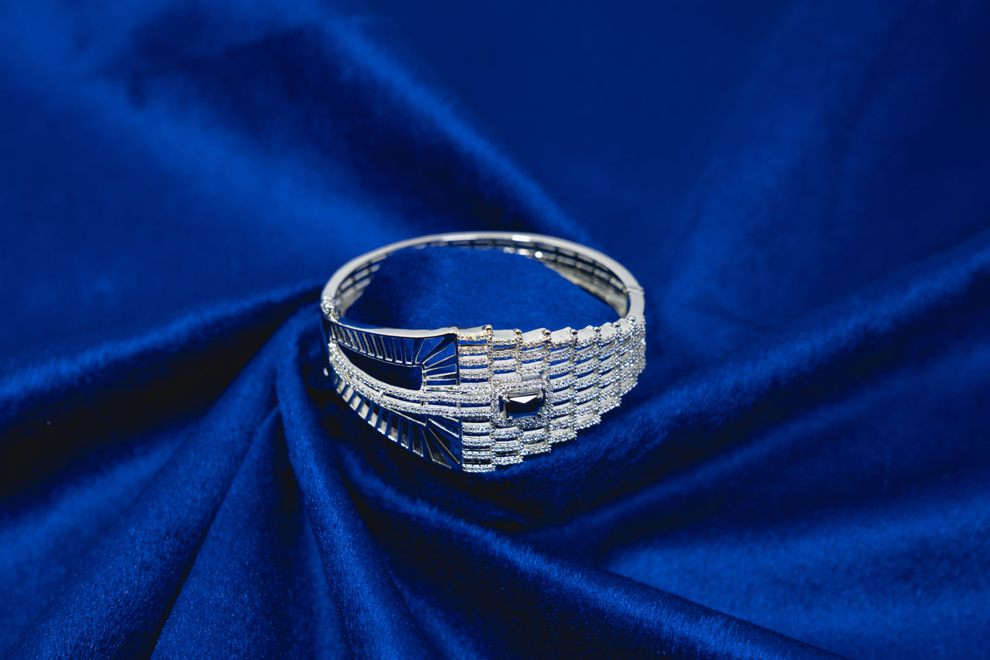 Fancy Bangle with Attached Blue Stone 925
