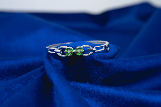 Fancy Bangle with Dual Green Stones 925