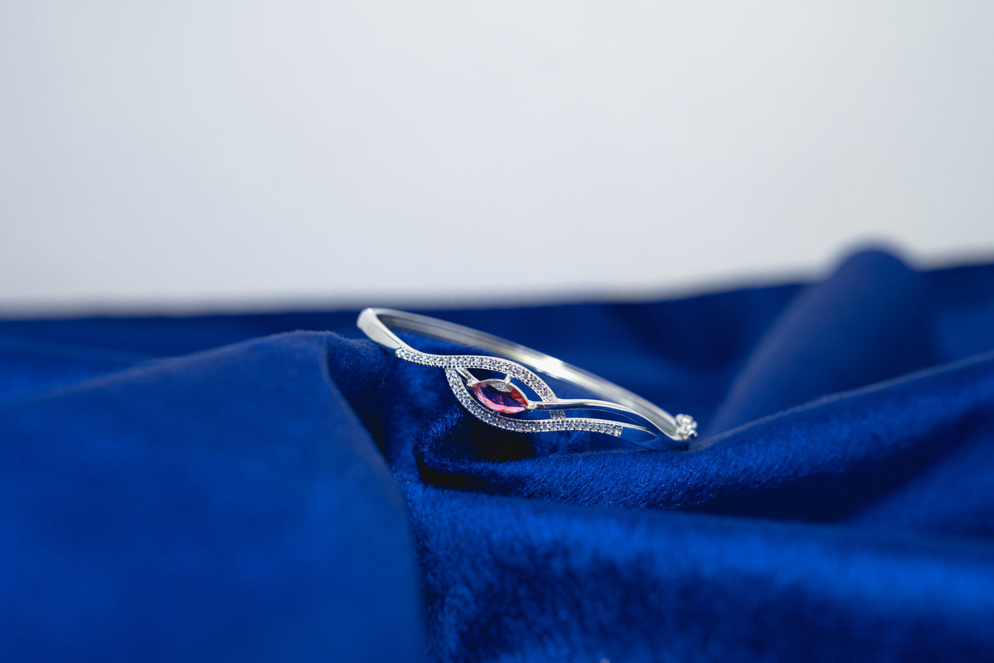 Bangle Embedded with Red Stone 925