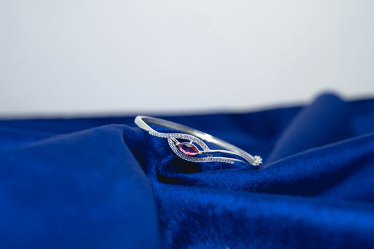 Bangle Embedded with Red Stone 925