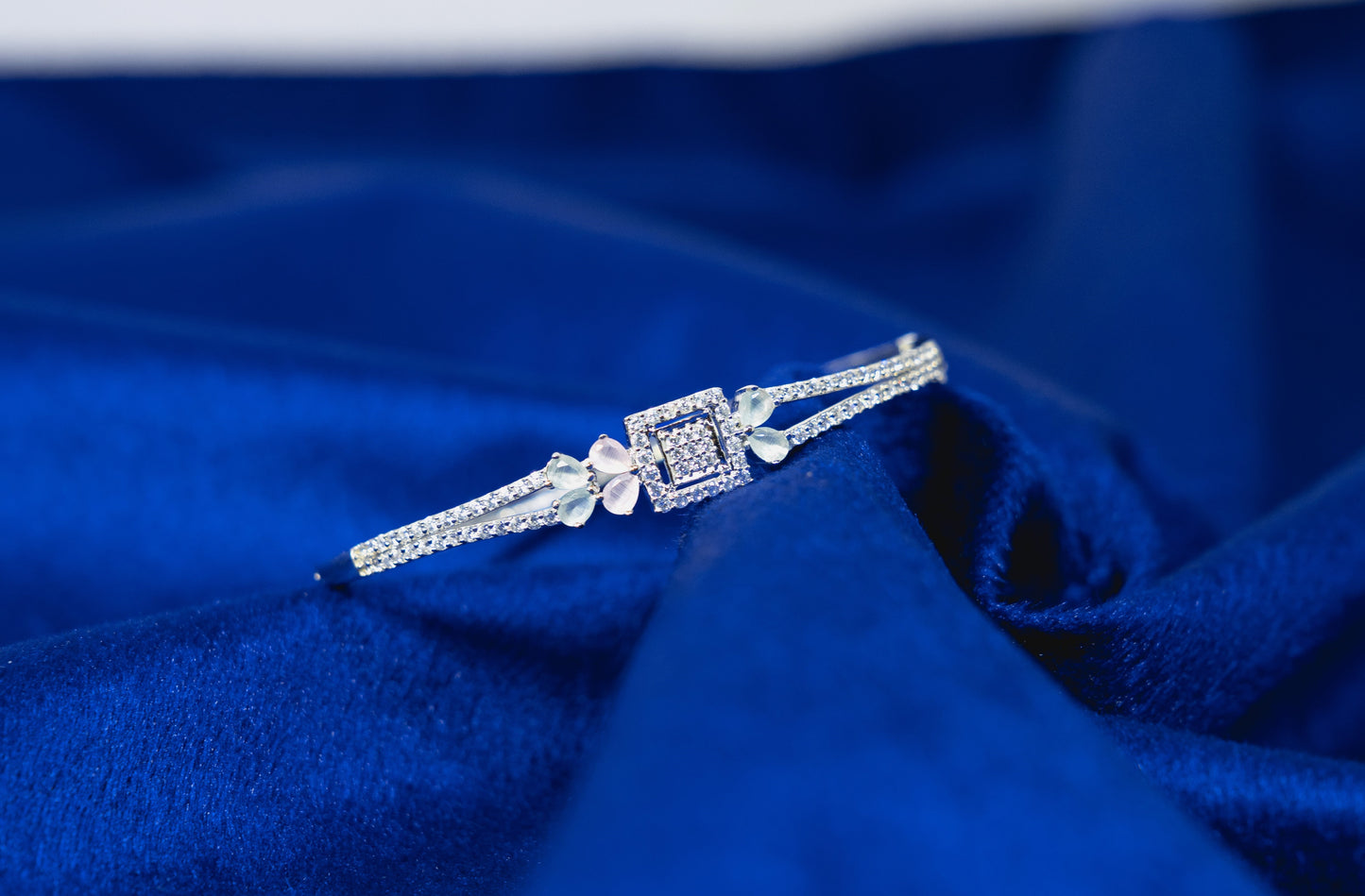 Silver Fancy Bangle Stoned  925