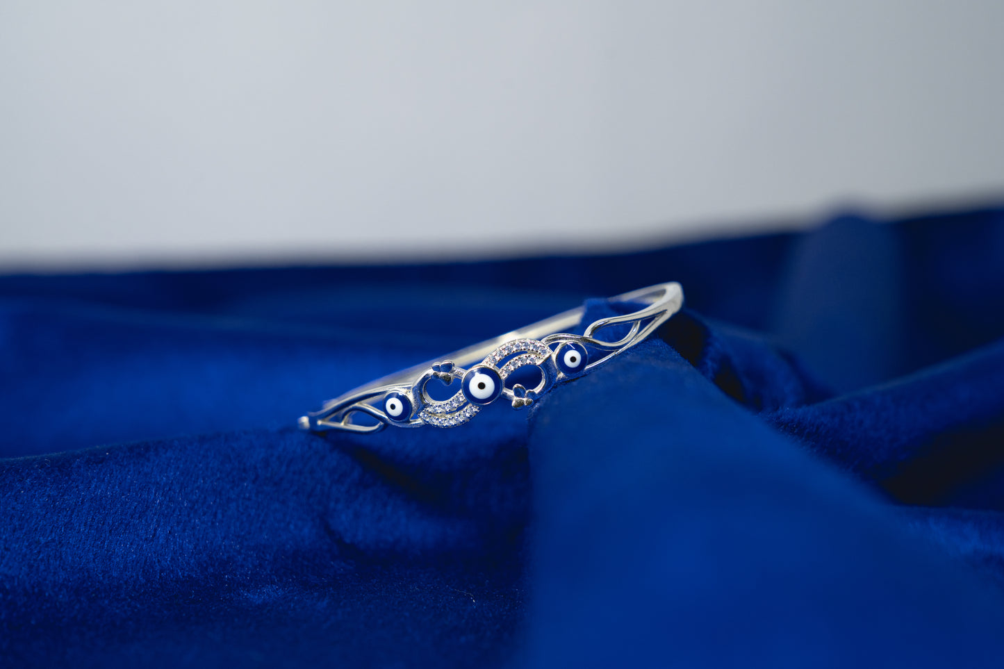 Evil Eye Bangle 925 Rhodium Polished