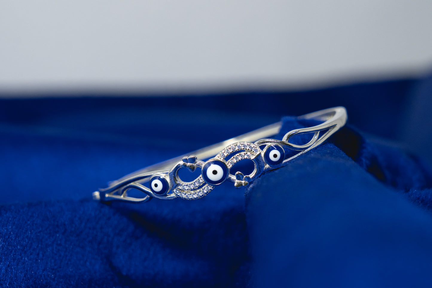 Evil Eye Bangle 925 Rhodium Polished