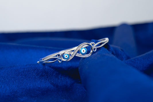 Infinity Evil Eye Bangle 925 with Rhodium Polish