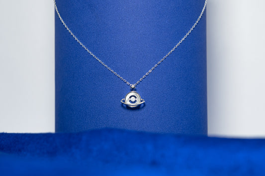Silver Necklace 925 with Saturn Rings