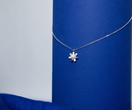 Silver Necklace 925 Flower Attached