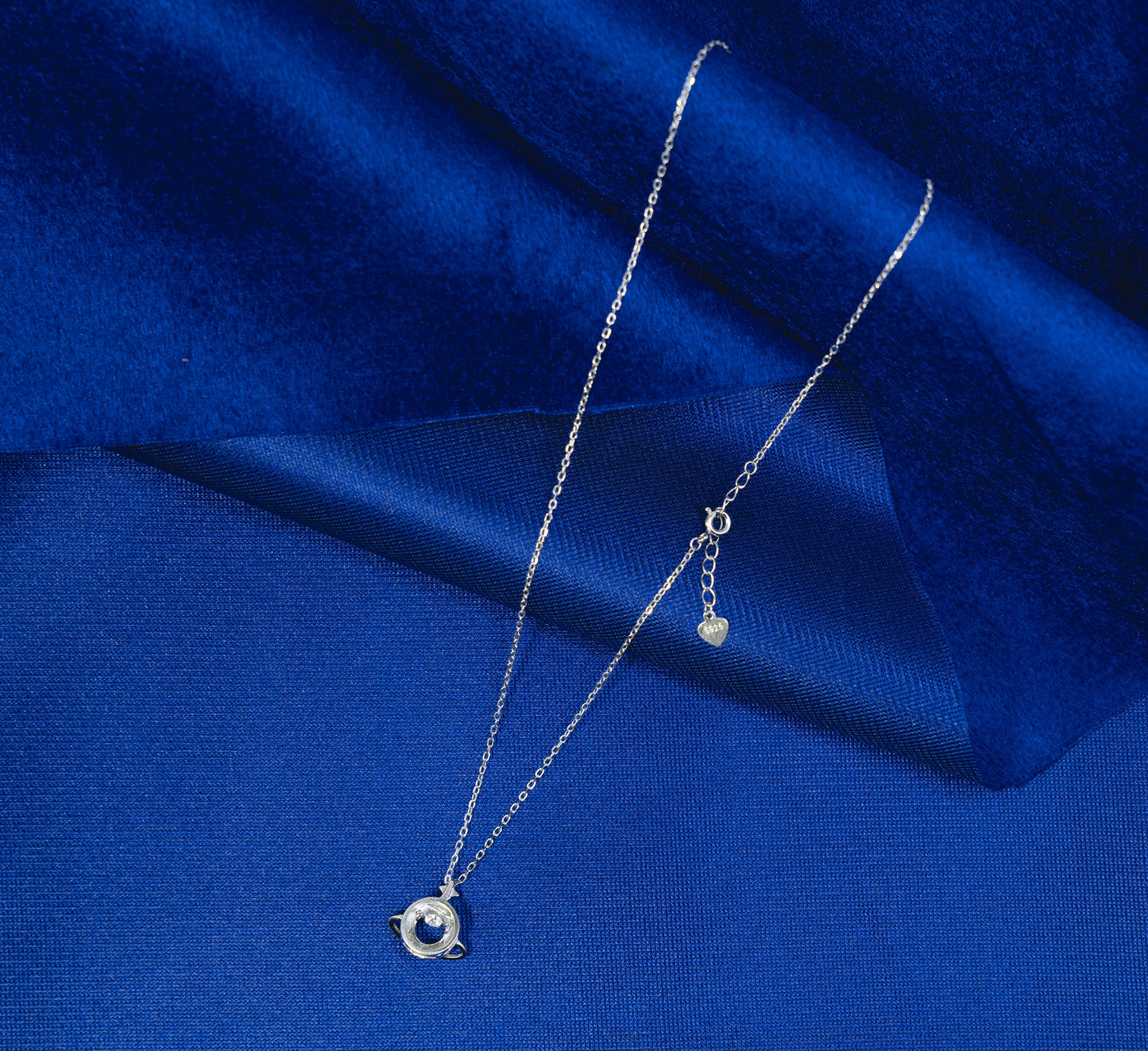 Silver Necklace 925 with Saturn Rings