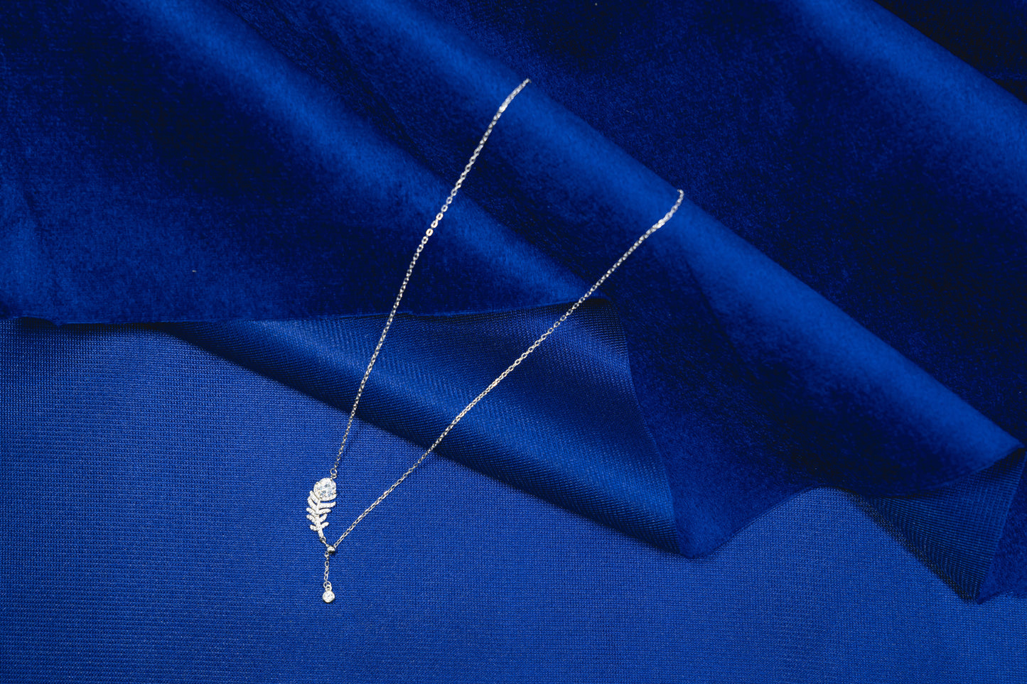 Silver Necklace 925 Feather Shaped Pendant