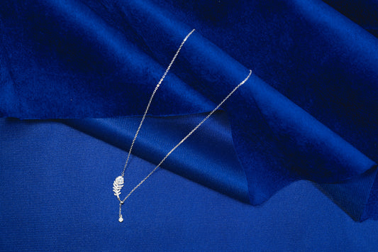 Silver Necklace 925 Feather Shaped Pendant