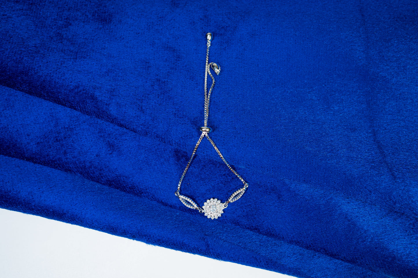 Silver Bracelet Flower Embedded with Stones 925