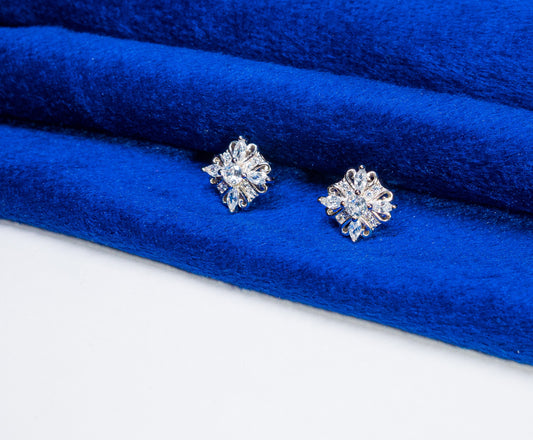 Silver Earrings White Stone 925