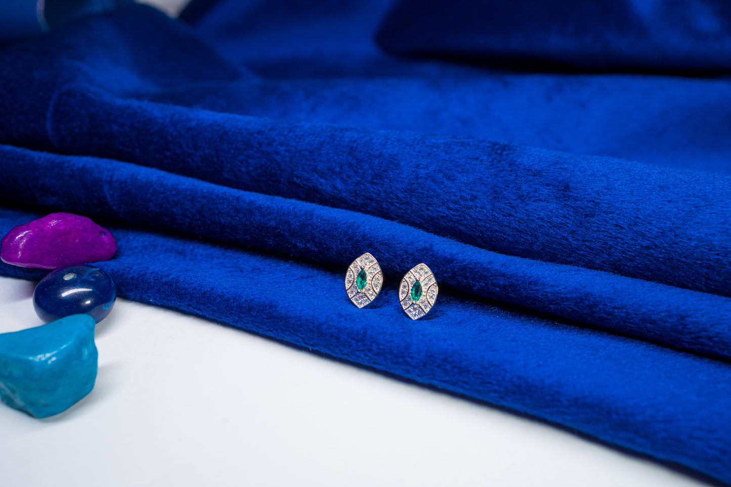 Silver Earrings Green Stone 925