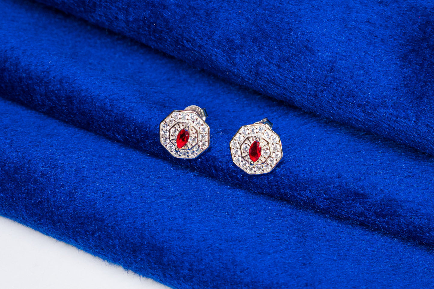 Silver Earrings Flower Studs 925