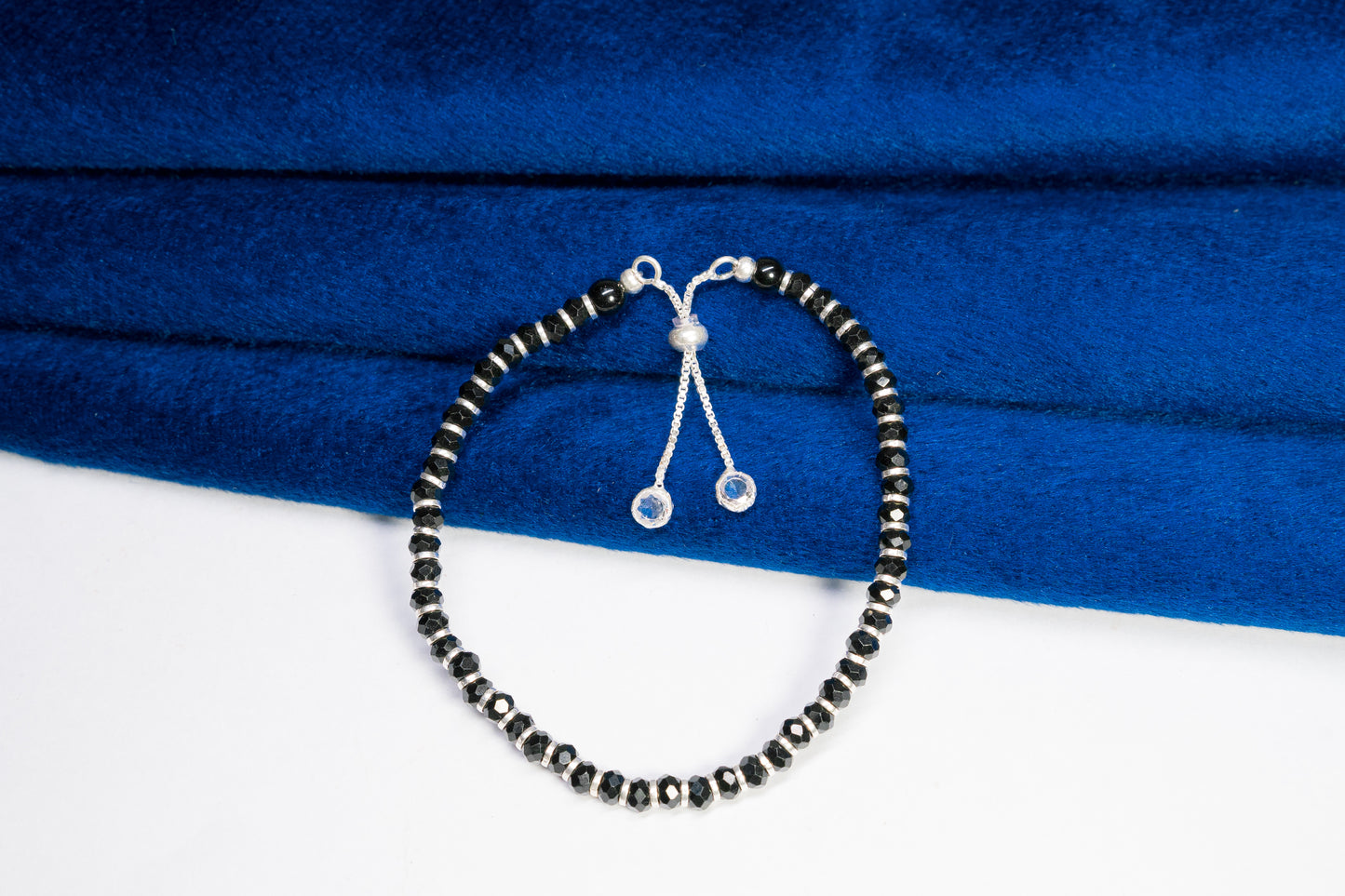 Black Beads Anklet (Pack Of 2)
